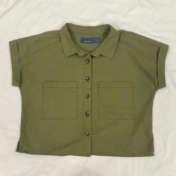 Indigo Rising Button down crop top - Picture 1 of 9